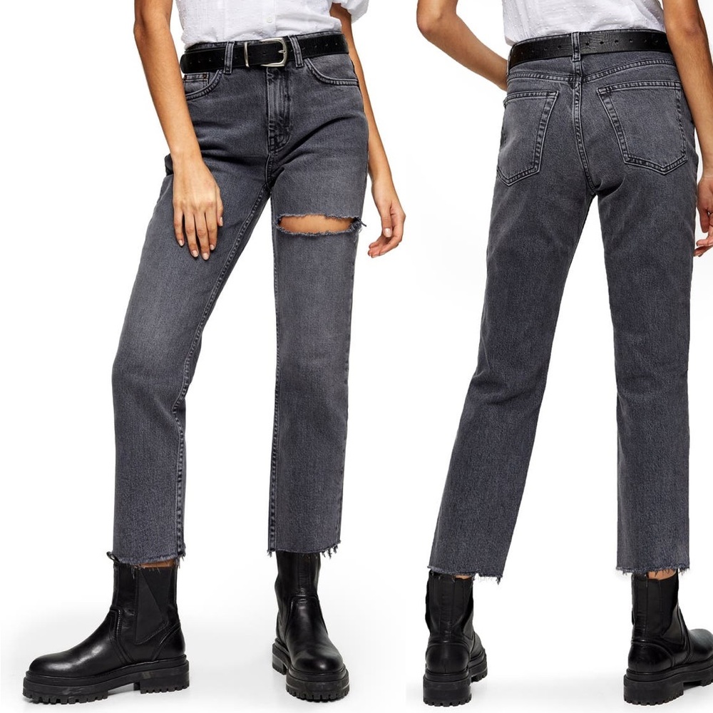 Topshop Rip Raw Hem Straight Leg Hem